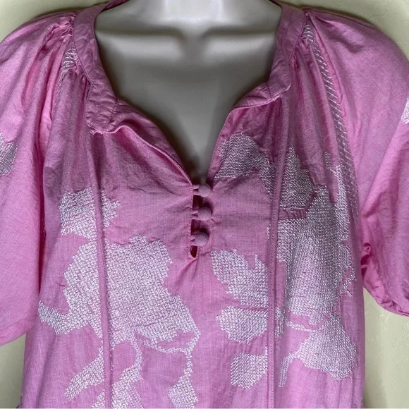 Rose and Rose Snaresbrook Pink Embroidered Floral Tunic Tassels Dress Size S - Picture 7 of 16